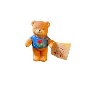 Vintage Collectible Lucy & Me Blue Tulip Shirt Bear Lucy Rigg ENESCO 1979 W/ Tag